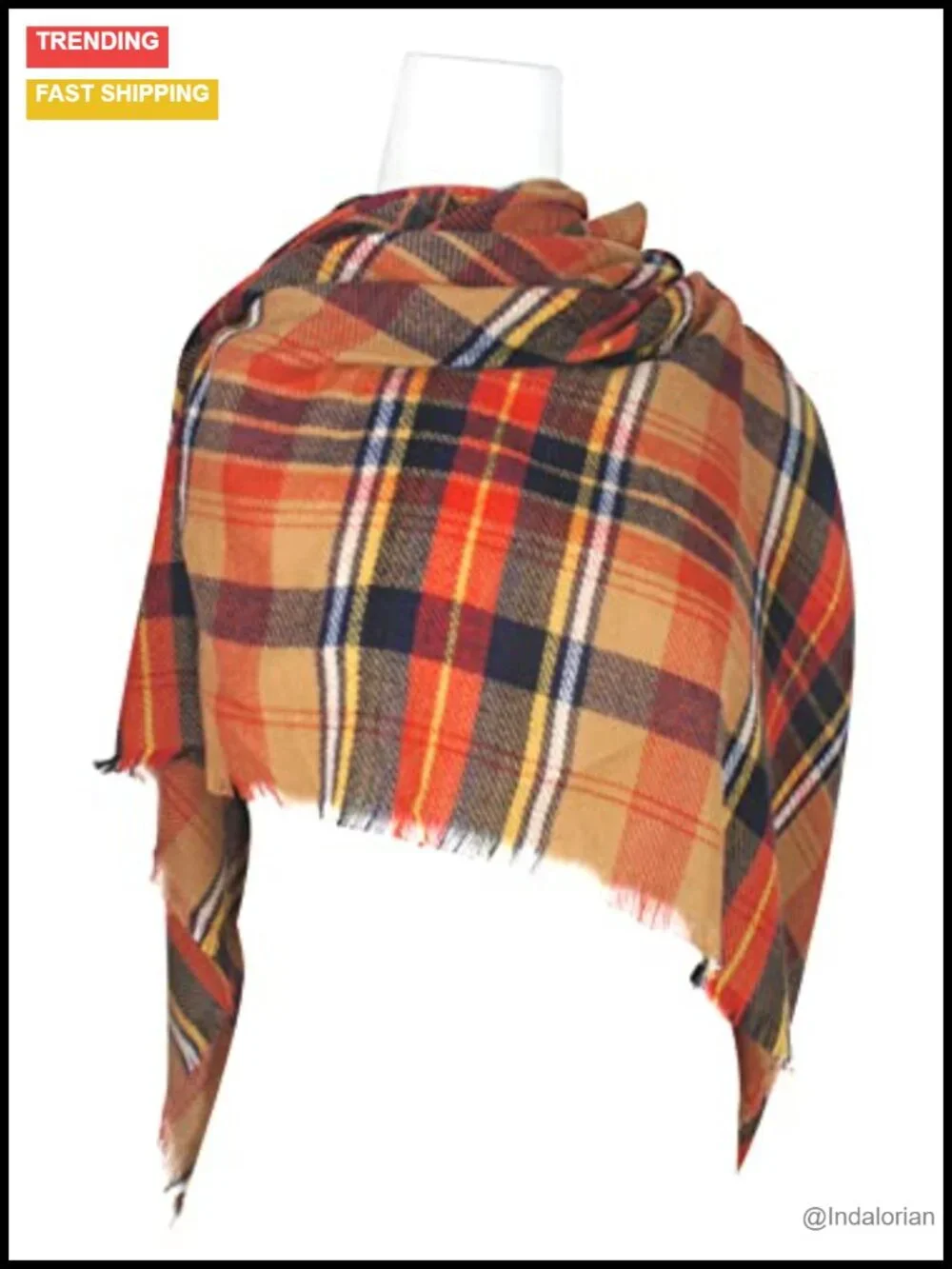 Cashmere-like Acrylic Triangle Scarf Shawl Wrap Lightweight & Warm